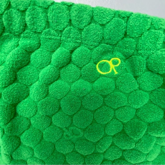 OP Ocean Pacific green and white hexagon terry textured romper swim coverup - Picture 3 of 9